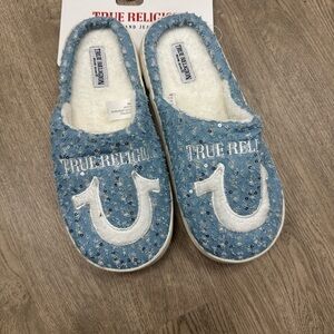 New True Religion Blue Sequin Women's Slippers